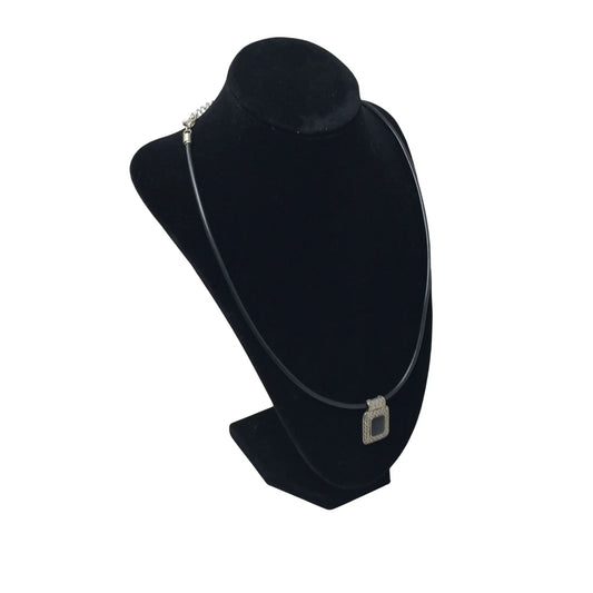 Unisex Black Necklace with Silver & Black Rectangular Pendant - A+ Stuff - Neckace - A+ Stuff