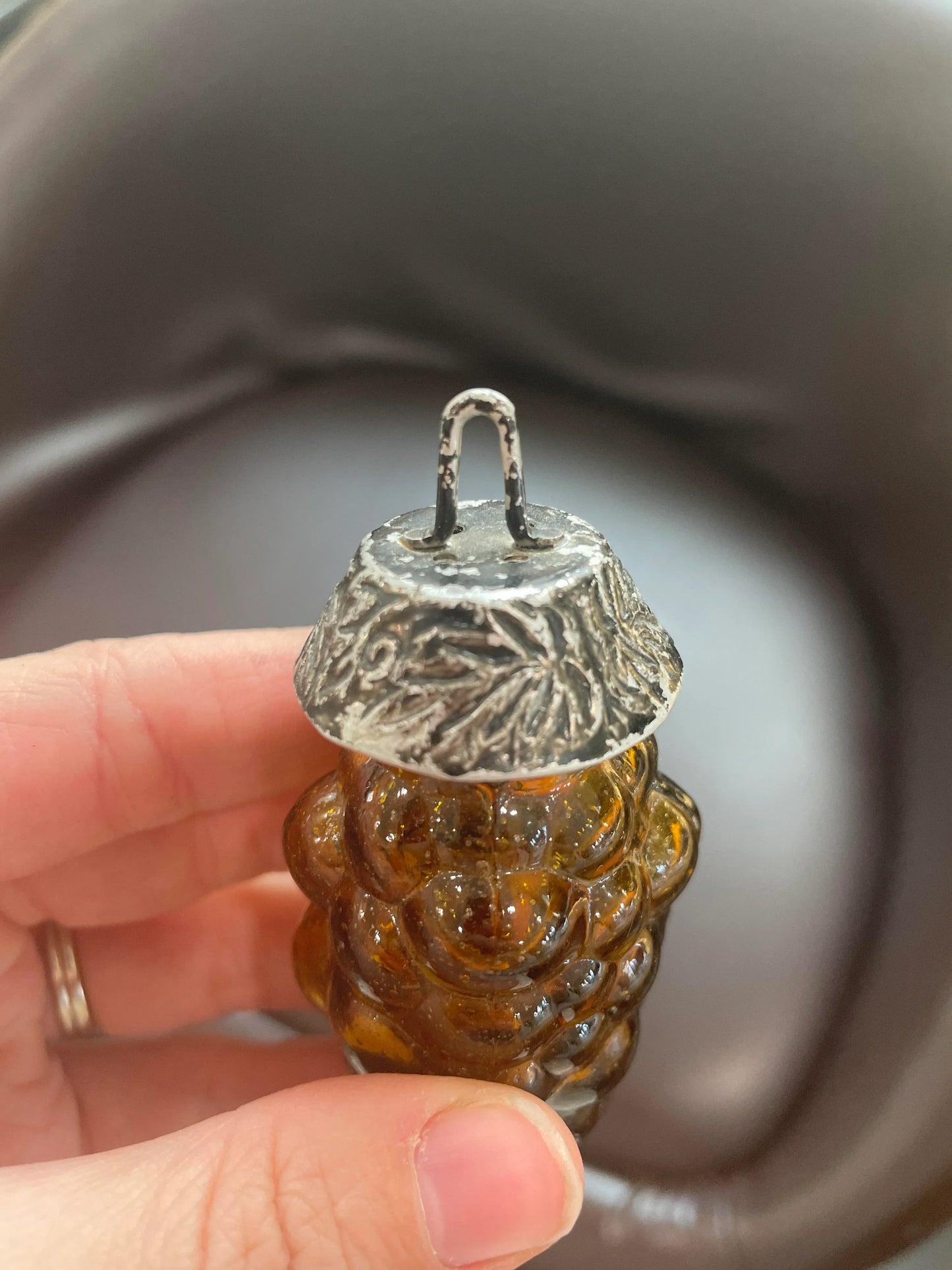 Vintage Amber Grape Cluster Glass Salt Shaker OR Ornament-Can be used as either - A+ Stuff