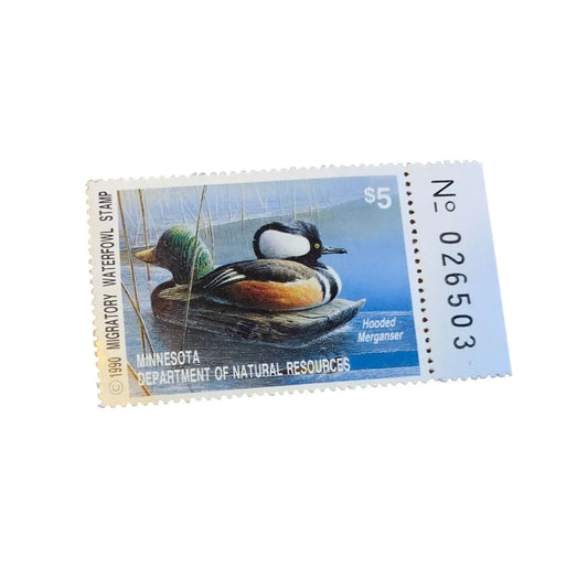 Vintage 1990 Migratory Waterfowl Stamp Minnesota Department of Natural Resources - A+ Stuff