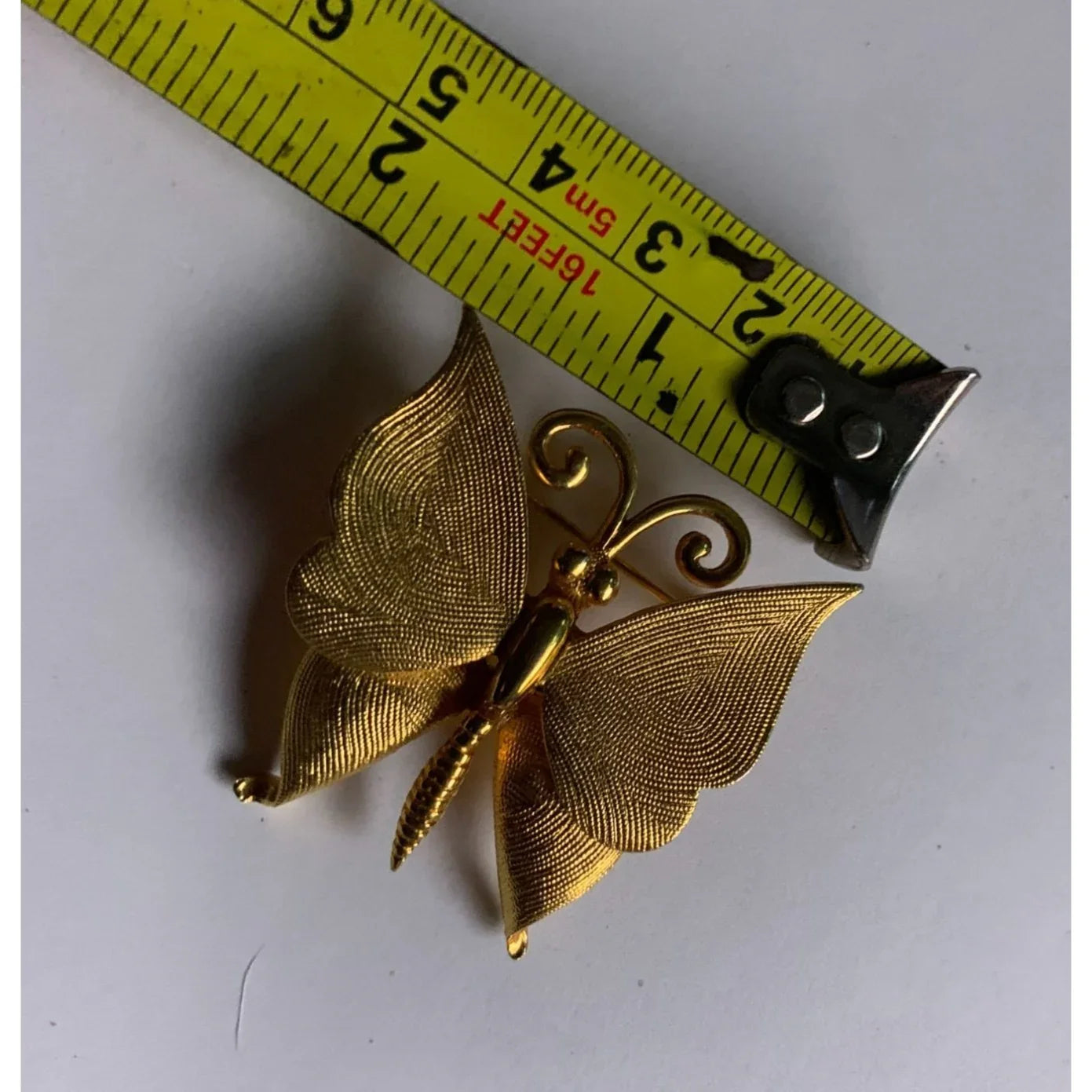 Vintage Womens Textured Metal Gold Toned Butterfly Pin - A+ Stuff