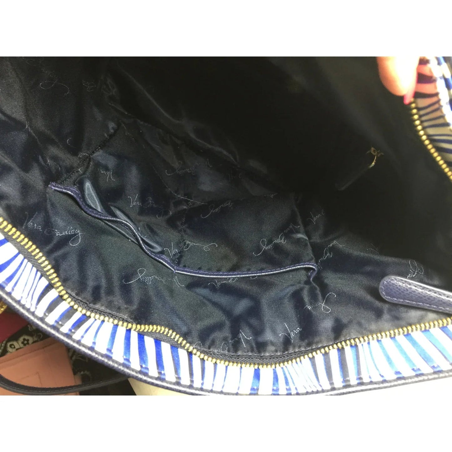 Vera Bradley Ella Tote in Blue and White Wavy Stripes - Vera Bradley - A+ Stuff