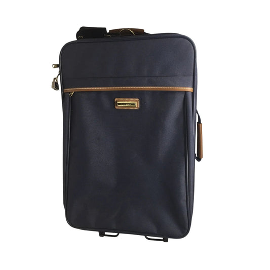 VERDI Zippered Navy Blue Suitcase on Wheels - verdi - Luggage & Bags - A+ Stuff