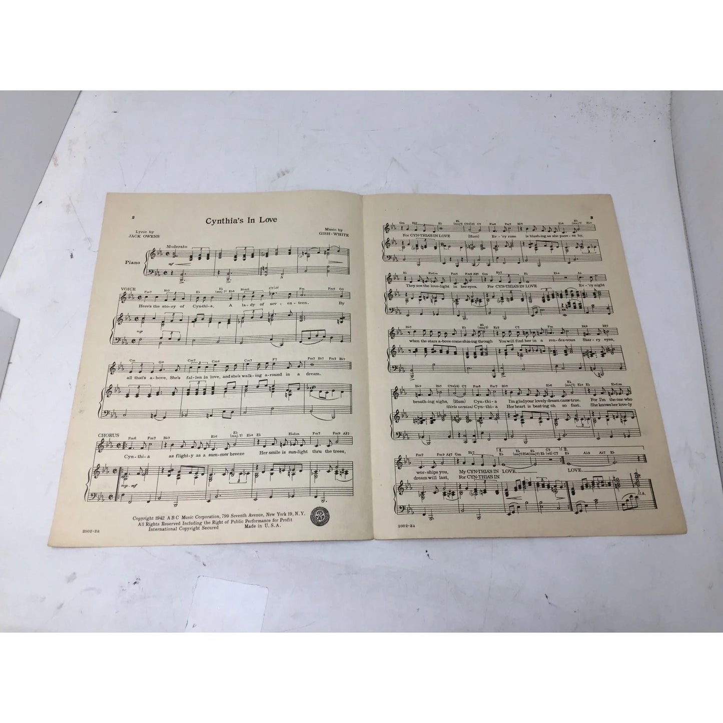 Vintage 1942 ''Cynthia’s In Love'' Sheet Music - A+ Stuff - sheet music - A+ Stuff