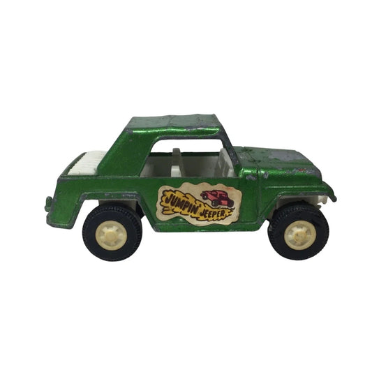 Vintage 1970 Tootsie Toy Jumpin' Jeeper ''Jeepster'' Miniature Green Toy Vehicle - A+ Stuff - Toy Cars - A+ Stuff