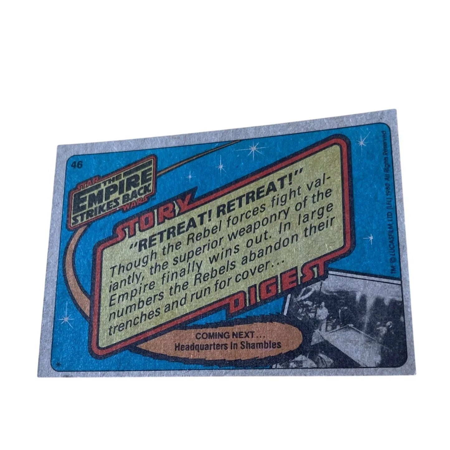 Vintage 1980 Star Wars Trading Card - ''Retreat! Retreat!'' The Empire Strikes Back - star wars - Collectible Trading Cards - A+ Stuff
