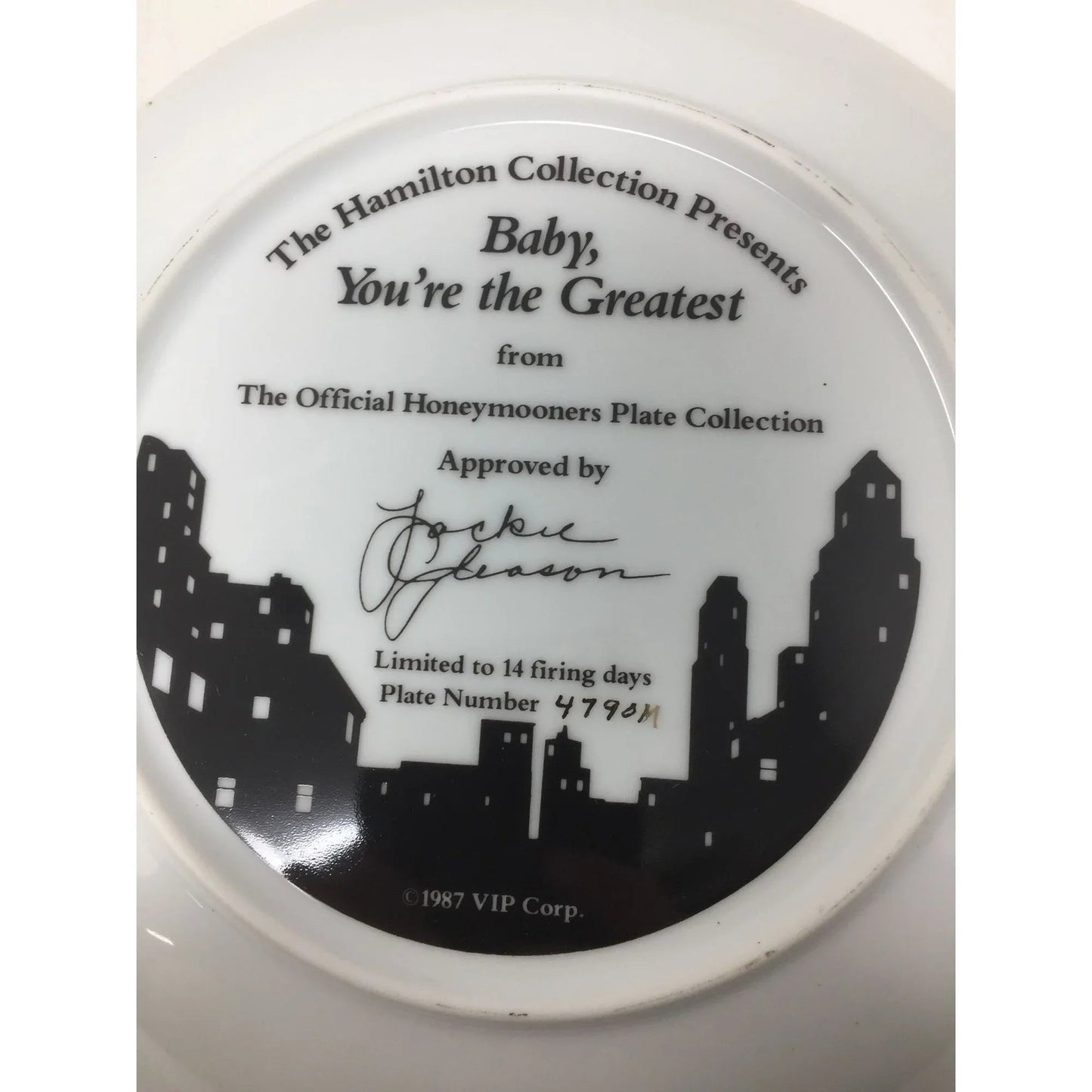 Vintage 1987 Plate - Baby, You're the Greatest from The Official Honeymooners Plate Collection - A+ Stuff - Plates - A+ Stuff