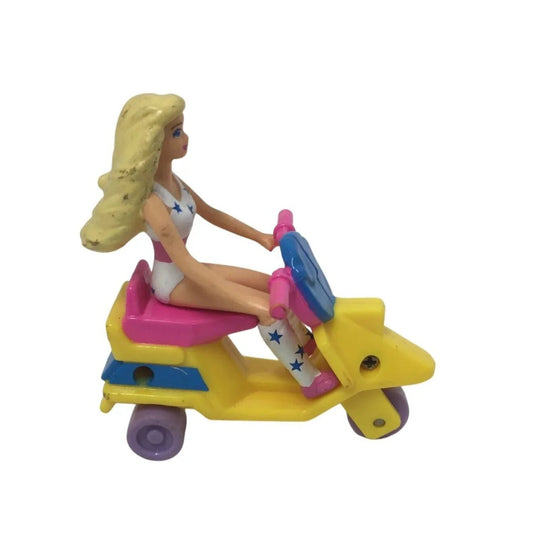 Vintage 1991 Miniature Blonde Barbie on a Yellow Moped - barbie - Toys - A+ Stuff