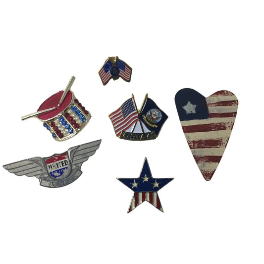 Vintage Assortment of Collectible Pins (6) Representing America - A+ Stuff - pin - A+ Stuff