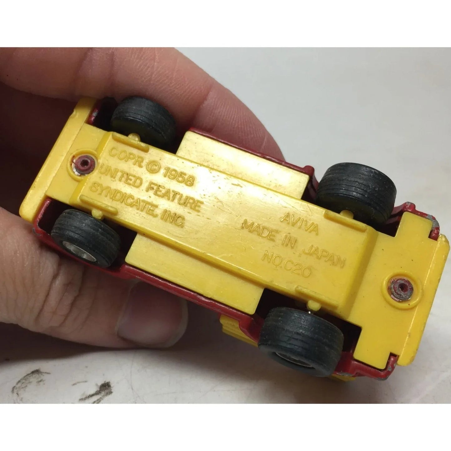 Vintage AVIVA 1958 Snoopy Fire Truck - Red/Yellow - A+ Stuff - Toy Cars - A+ Stuff
