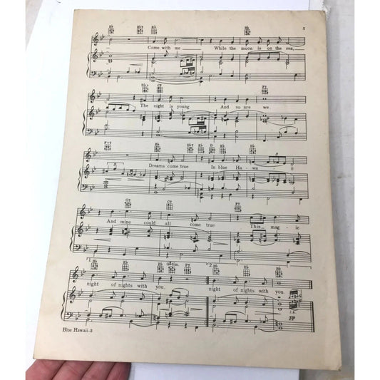 Vintage 'Blue Hawaii' Sheet Music - unbranded - SHEET MUSIC - A+ Stuff
