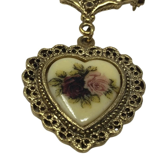 Vintage Cameo Victorian Style Flower Rose Faux Pearl Dangle Brooch Pin - A+ Stuff - Brooch - A+ Stuff