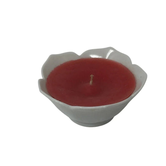 Vintage Dickson Red Candle in Flower Shaped Candle Holder - A+ Stuff - Candle Holders - A+ Stuff