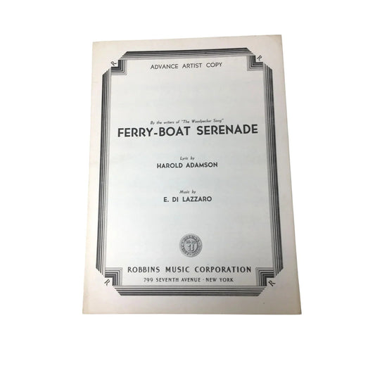 Vintage 'Ferry - Boat Serenade' Sheet Music - unbranded - SHEET MUSIC - A+ Stuff
