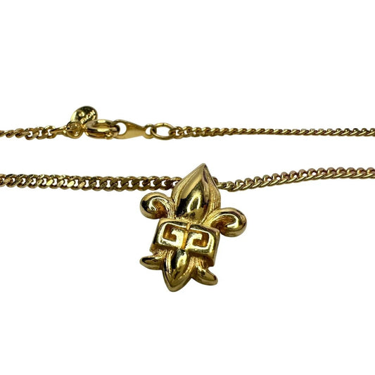 Vintage Givenchy Gold Plated Fleur - De - Lis Pendant Necklace - 15" - Givenchy - Pendant with Necklace - A+ Stuff