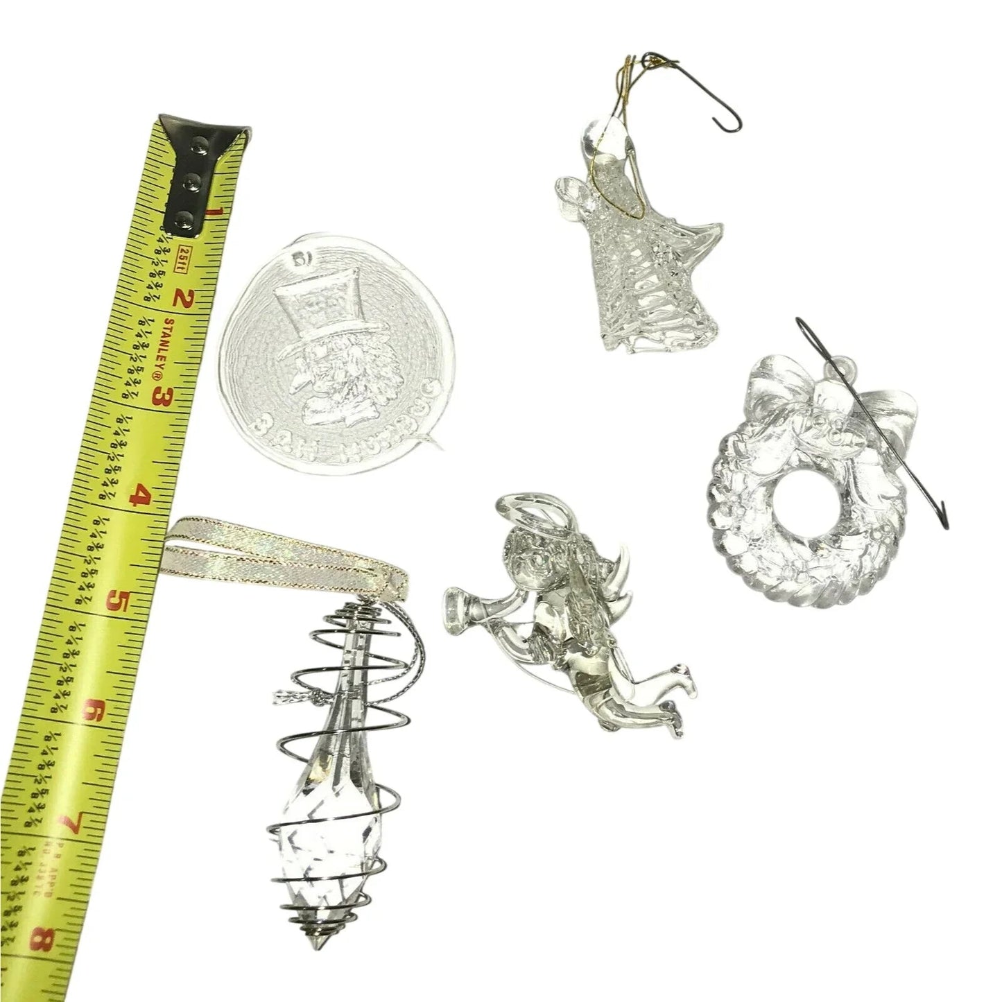 Vintage Glass CHRISTMAS TREE Ornaments Angel Trumpet Wreath and Tear Drop - Unbranded - Christmas Ornament Set - A+ Stuff