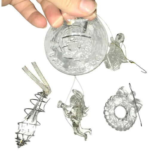Vintage Glass CHRISTMAS TREE Ornaments Angel Trumpet Wreath and Tear Drop - Unbranded - Christmas Ornament Set - A+ Stuff