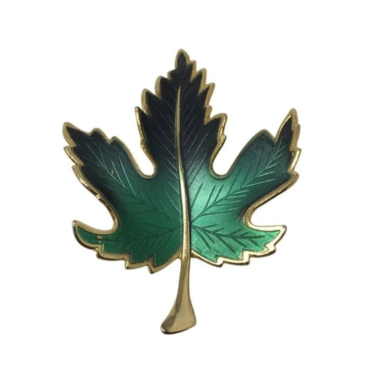 Vintage Gold Tone Green Leaf Brooch Pin - A+ Stuff - Brooch - A+ Stuff