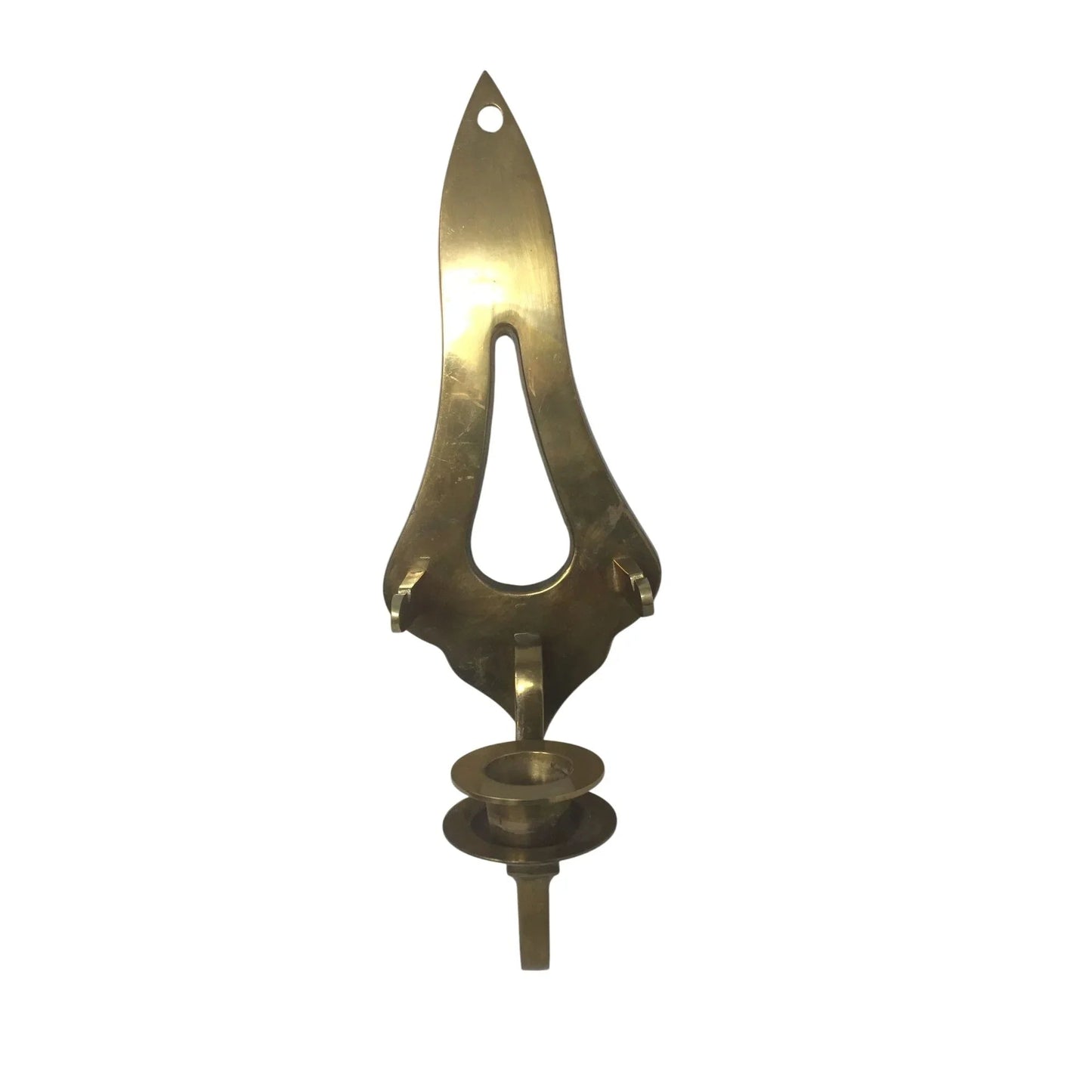 Vintage Gold tone Solid Brass Wall Plate Holder Candle Sconce - A+ Stuff - Candle Holders - A+ Stuff