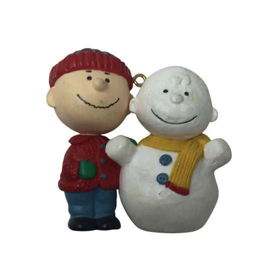 Vintage Hallmark Christmas Ornament The Peanuts Gang Charlie Brown & Snowman - A+ Stuff - Holiday Ornaments - A+ Stuff
