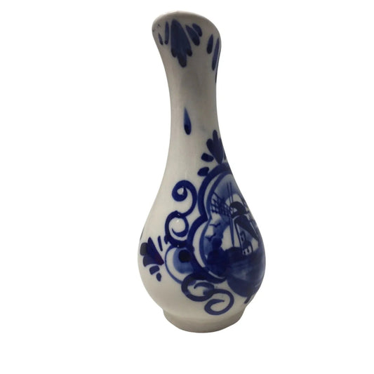 Vintage Hand Painted Delfts Blue Bud Vase with Handle - A+ Stuff - Vase or Holder - A+ Stuff