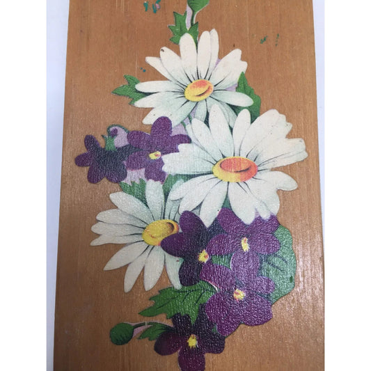 Vintage Hand Painted Wood Wall Plaque with flowers on it - 6 by 3.5'' - A+ Stuff - Decor - A+ Stuff