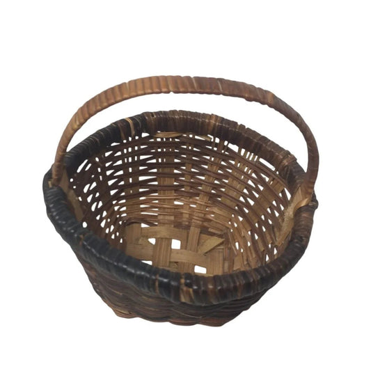Vintage Handmade Miniature Woven Wicker Basket with handle - A+ Stuff - Collectibles - A+ Stuff