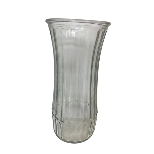 Vintage Hoosier Round Clear Glass Ribbed Flower Vase - hoosier - Vase or Holder - A+ Stuff