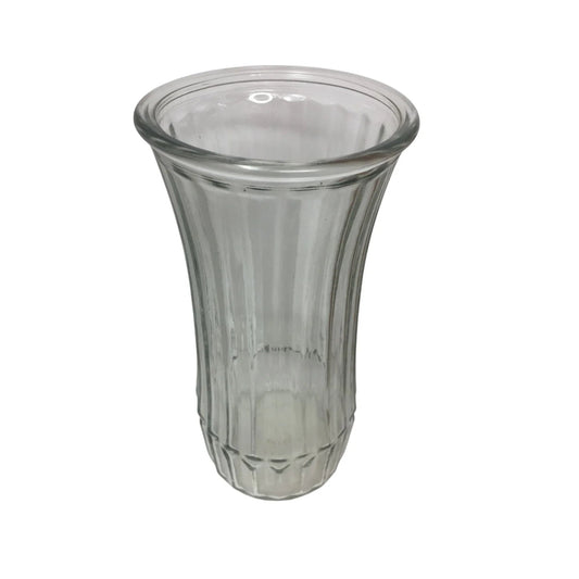Vintage Hoosier Round Clear Glass Ribbed Flower Vase - hoosier - Vase or Holder - A+ Stuff