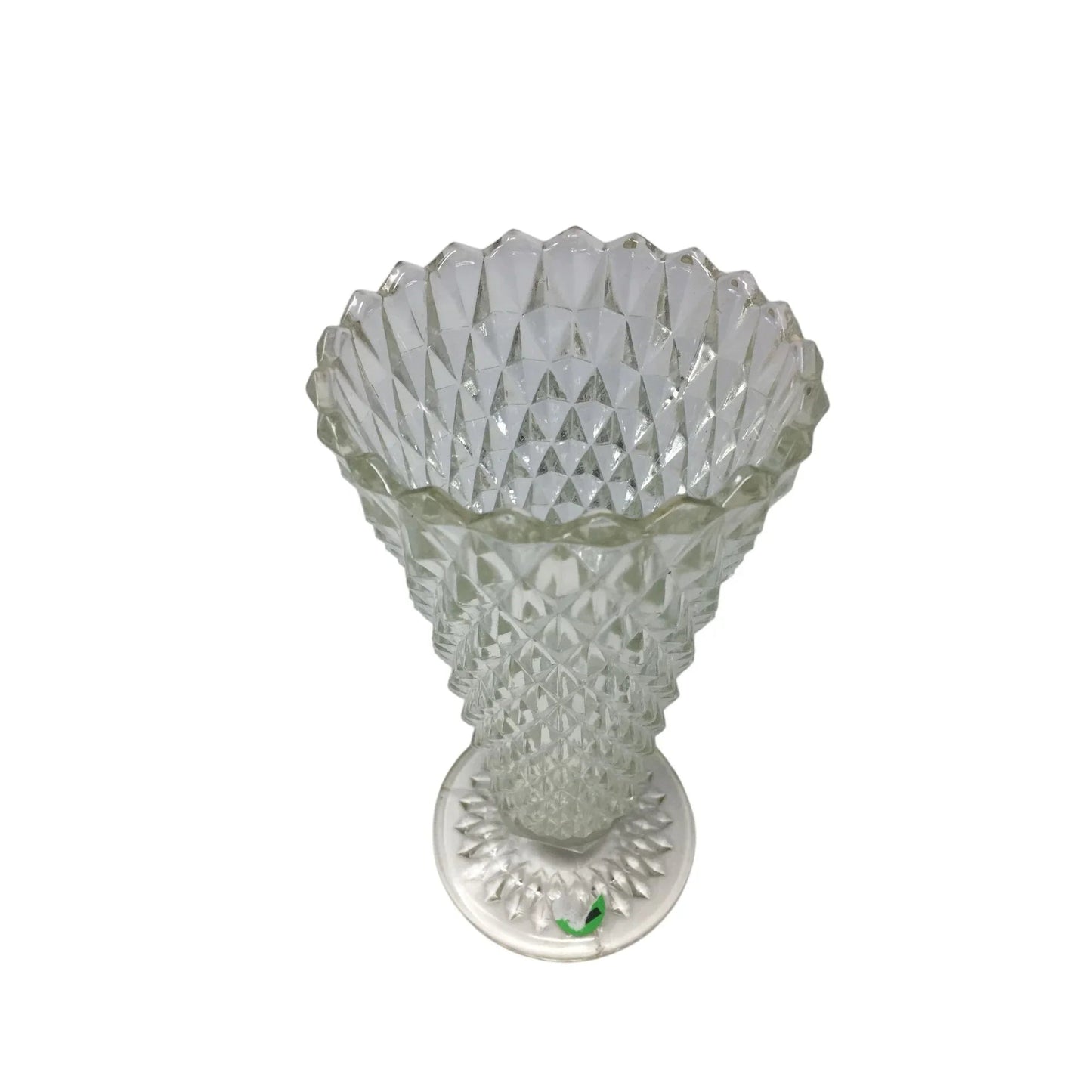 Vintage Indiana Glass Diamond Point Clear Glass Vase with Marbles Inside - indiana glass - Vase or Holder - A+ Stuff