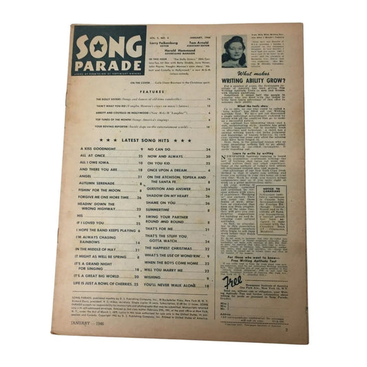 Vintage Jan. 1946 Song Parade - Vol 5 No 4 (no cover) - A+ Stuff - books - A+ Stuff