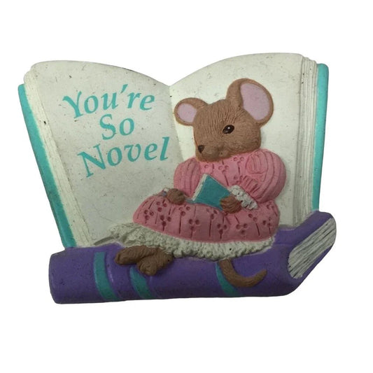Vintage Magnet Mouse Reading Book "You're So Novel" - A+ Stuff - magnet - A+ Stuff