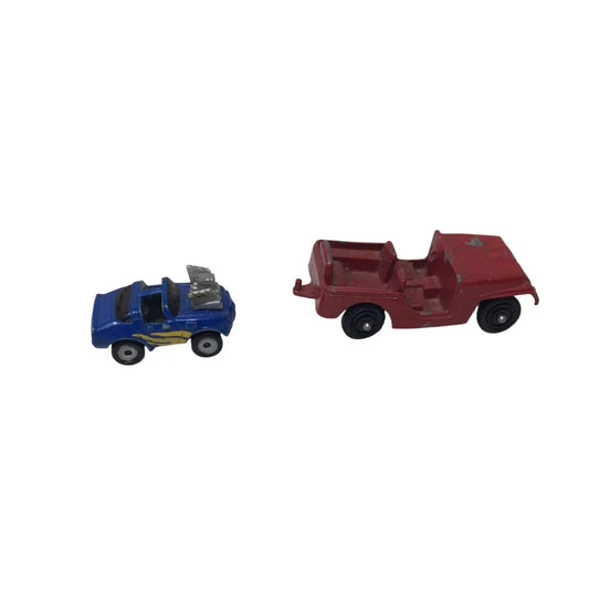 Vintage Miniature Die Cast Toy Cars - Red Jeep & Micro Machines Blue Flamed Camaro - micro machines - Toy Cars - A+ Stuff