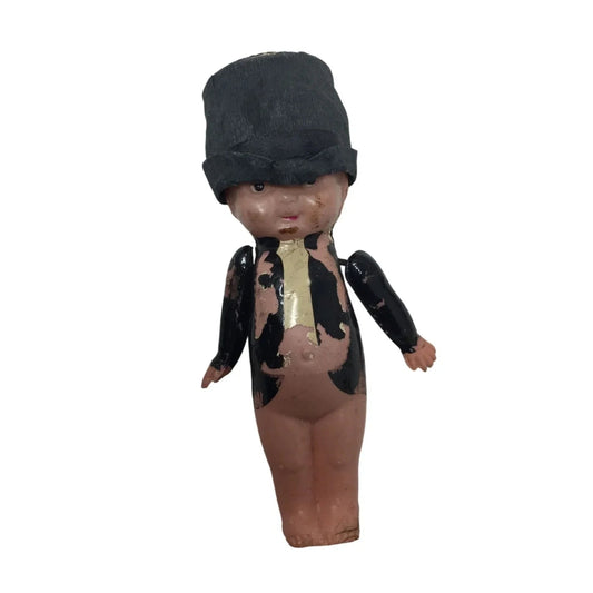 Vintage Miniature Kewpie Groom Celluloid Doll Wearing Black Top Hat - A+ Stuff - Dolls - A+ Stuff