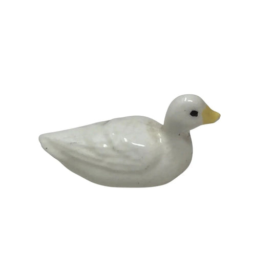 Vintage Miniature Porcelain White Goose with Yellow Beak Figurine - A+ Stuff - Figurines - A+ Stuff