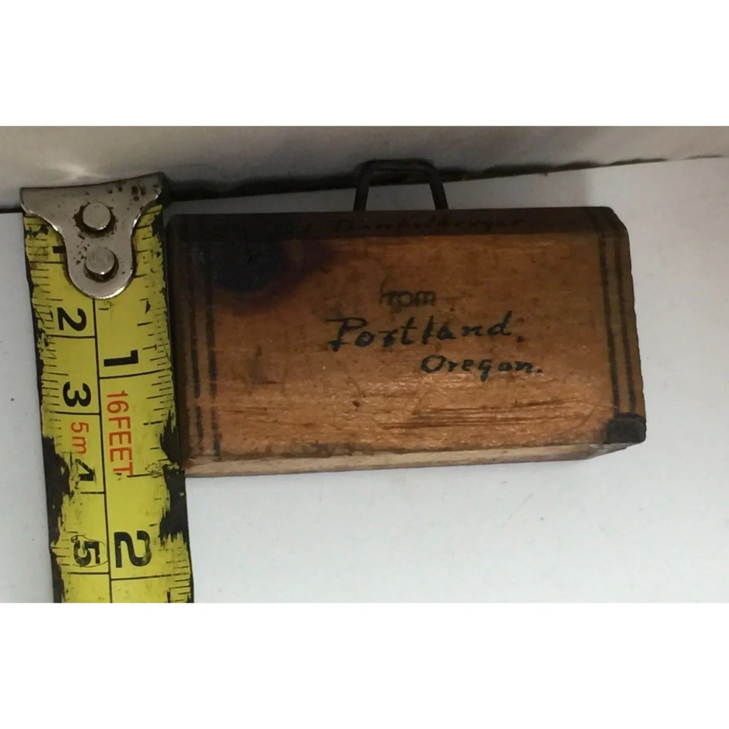 Vintage Miniature ''Portland Oregon'' Brown Wooden Suitcase - A+ Stuff - Collectibles - A+ Stuff