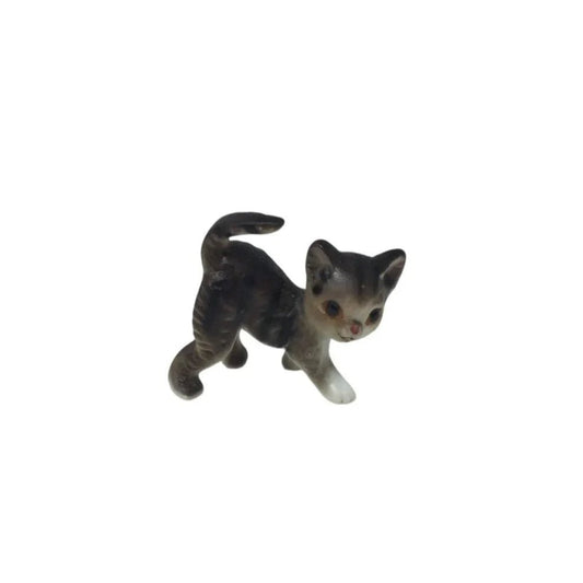 Vintage Miniature Walking Kitty Cat Figurine - Gray/White - A+ Stuff - Figurines - A+ Stuff