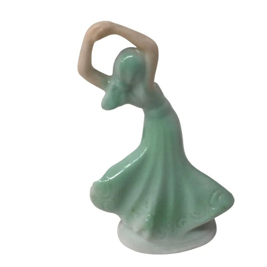 Vintage Miniature White/Green Dancing Girl Figurine - A+ Stuff - Figurines - A+ Stuff