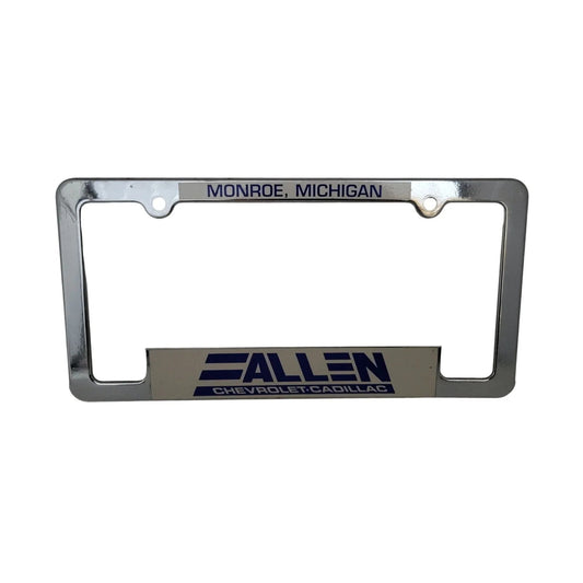 Vintage Monroe, Michigan Allen Chevrolet Cadillac License Plate Cover/Frame - A+ Stuff - Auto Part - A+ Stuff