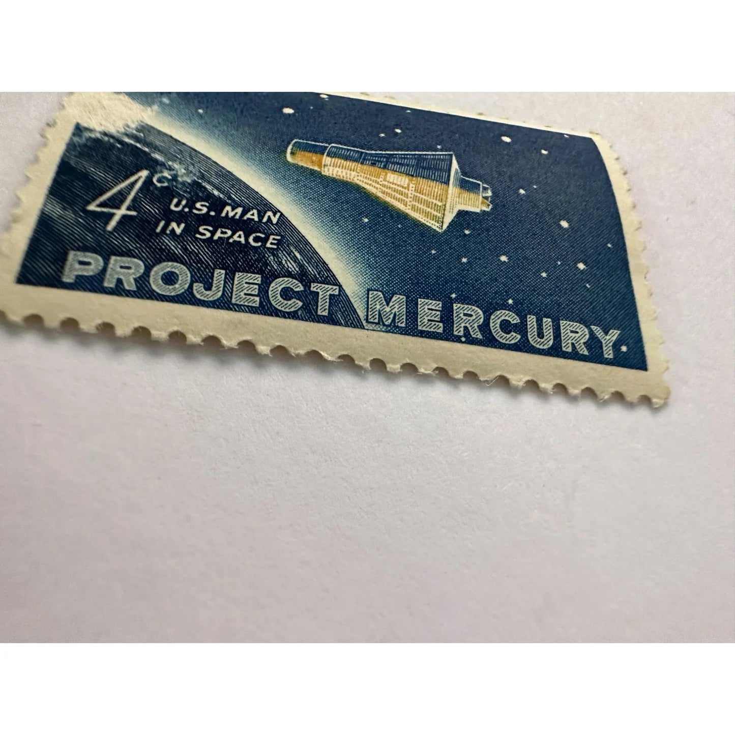 Vintage Postage Stamp - 4 Cent U.S. Man in Space Project Mercury - A+ Stuff - Stamp - A+ Stuff