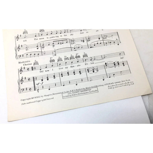 Vintage 'RANCHO PILLOW' Sheet Music - unbranded - SHEET MUSIC - A+ Stuff