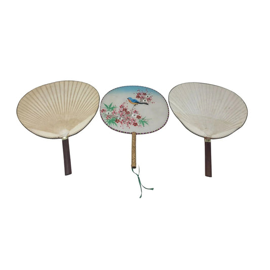 Vintage Set of 3 Chinese/Japanese Round Hand Fans - A+ Stuff - Collectibles - A+ Stuff