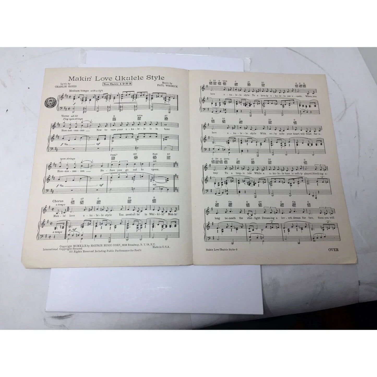 Vintage Sheet Music 1949 ''Makin' Love Ukulele Style'' - A+ Stuff - SHEET MUSIC - A+ Stuff