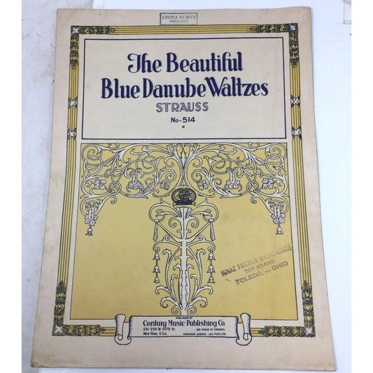 Vintage Sheet Music for the song "THE BEAUTIFUL BLUE DANUBE WALTZES" - unbranded - SHEET MUSIC - A+ Stuff