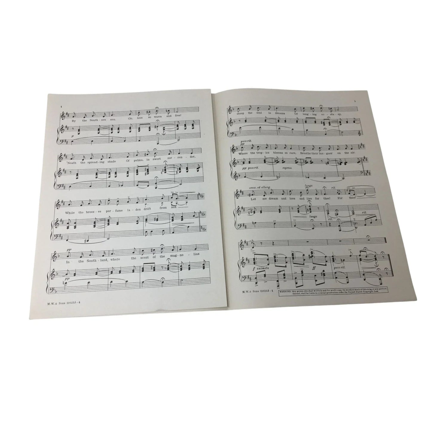 Vintage Sheet Music - '''Neath the Southern Moon'' - A+ Stuff - SHEET MUSIC - A+ Stuff