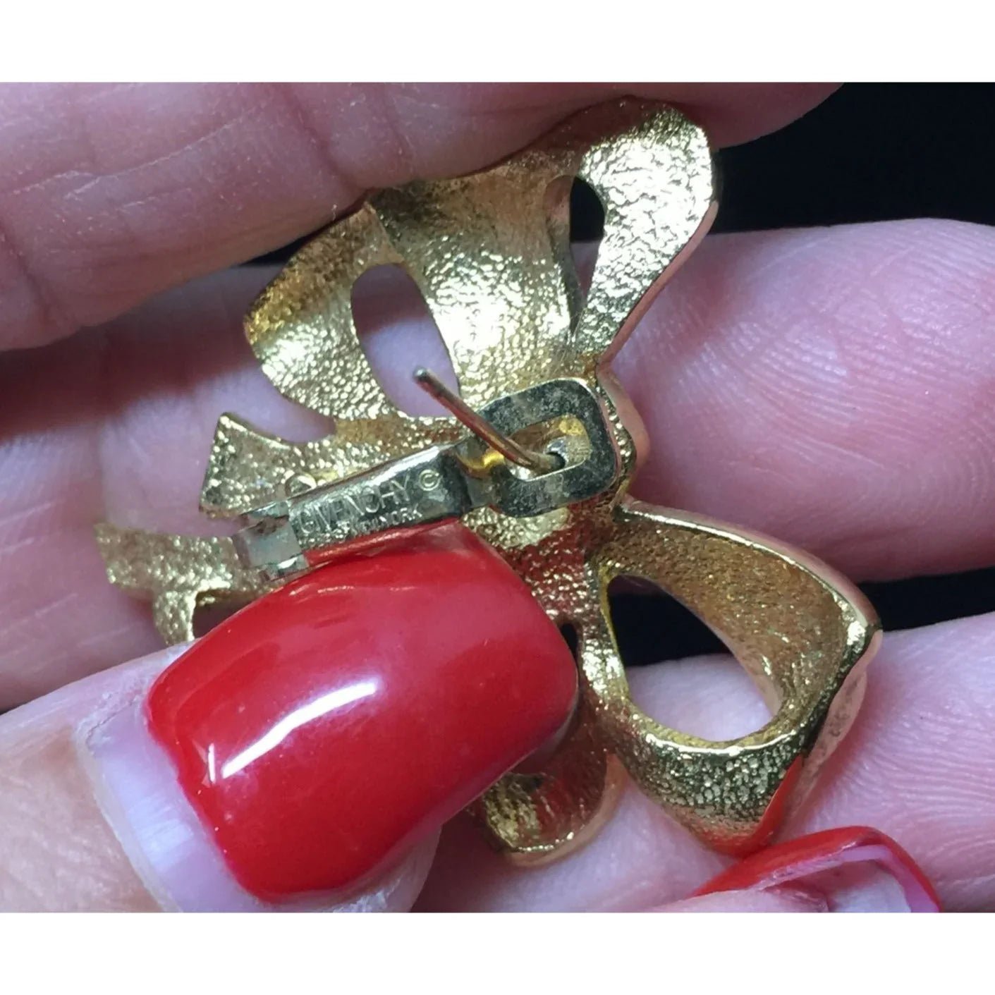 Vintage Signed Givenchy Gold Plated Bow Earrings - Givenchy - Earrings - A+ Stuff