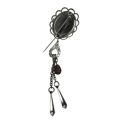 Vintage Silver Tone Collectible Dangly Pin with Cross Pendant - A+ Stuff - Brooch - A+ Stuff