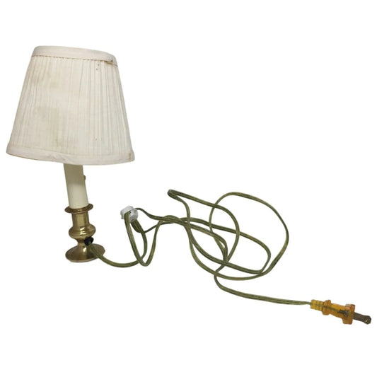 Vintage Small Corded Gold Tone Lamp with Cream Colored Lamp Shade - A+ Stuff - candle lamp light - A+ Stuff