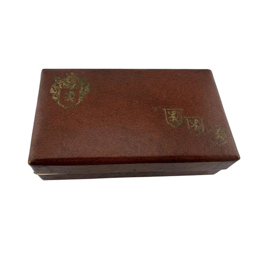Vintage SWANK Brown Vinyl Men's Jewelry Storage Box Gold Trim w/ Felt Inside - Swank - Jewelry Box - A+ Stuff