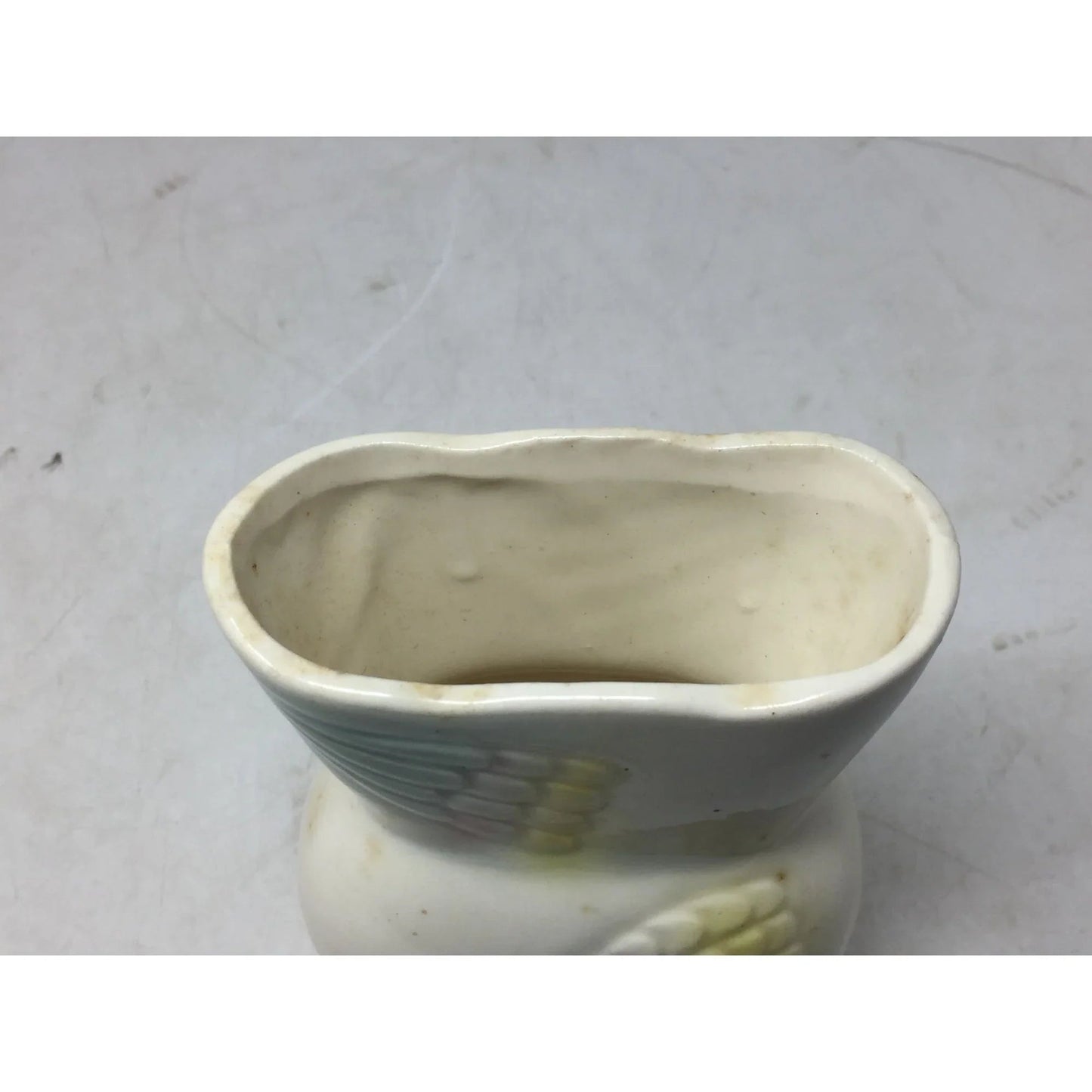 Vintage White Flower Vase with Rainbow Feather Design - A+ Stuff - Vase or Holder - A+ Stuff