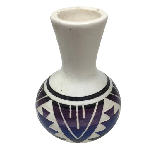 Vintage White Sioux Pottery Vase with Geometric design on it - A+ Stuff - Vase or Holder - A+ Stuff